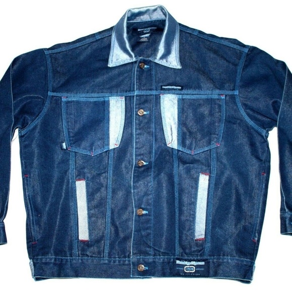 Brooklyn Express Mens Denim Jacket Coat Size Large